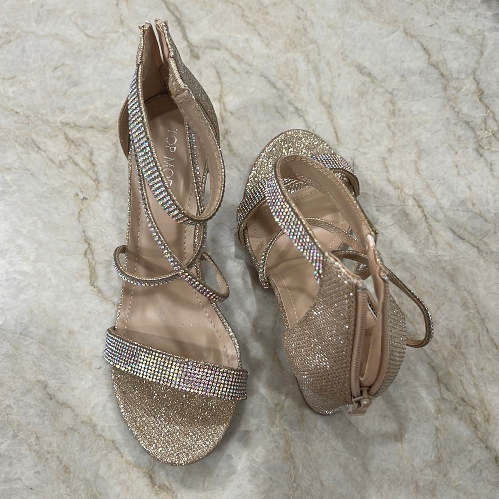 Sparkly nude heels